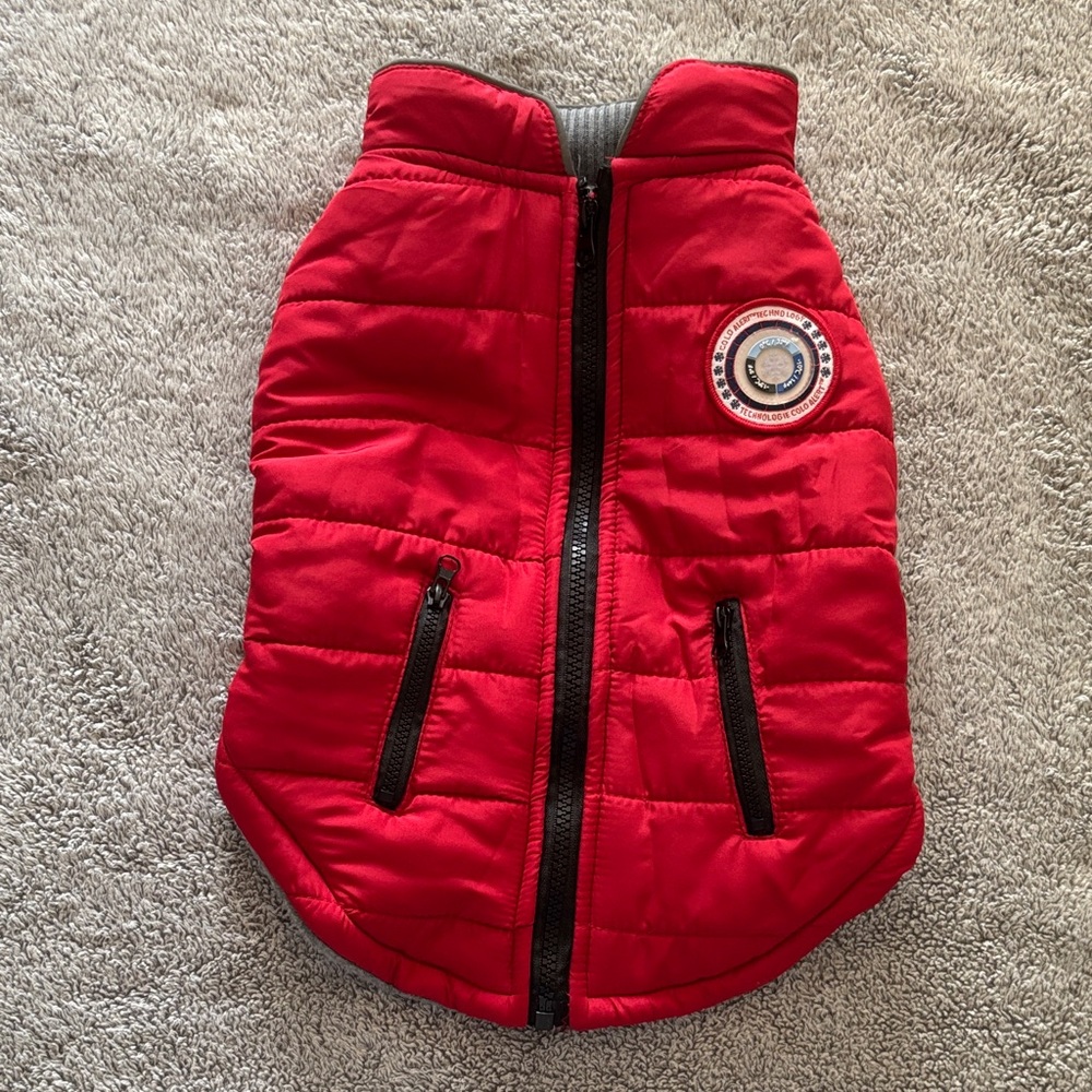 Cozy Red Dog Puffer Jacket